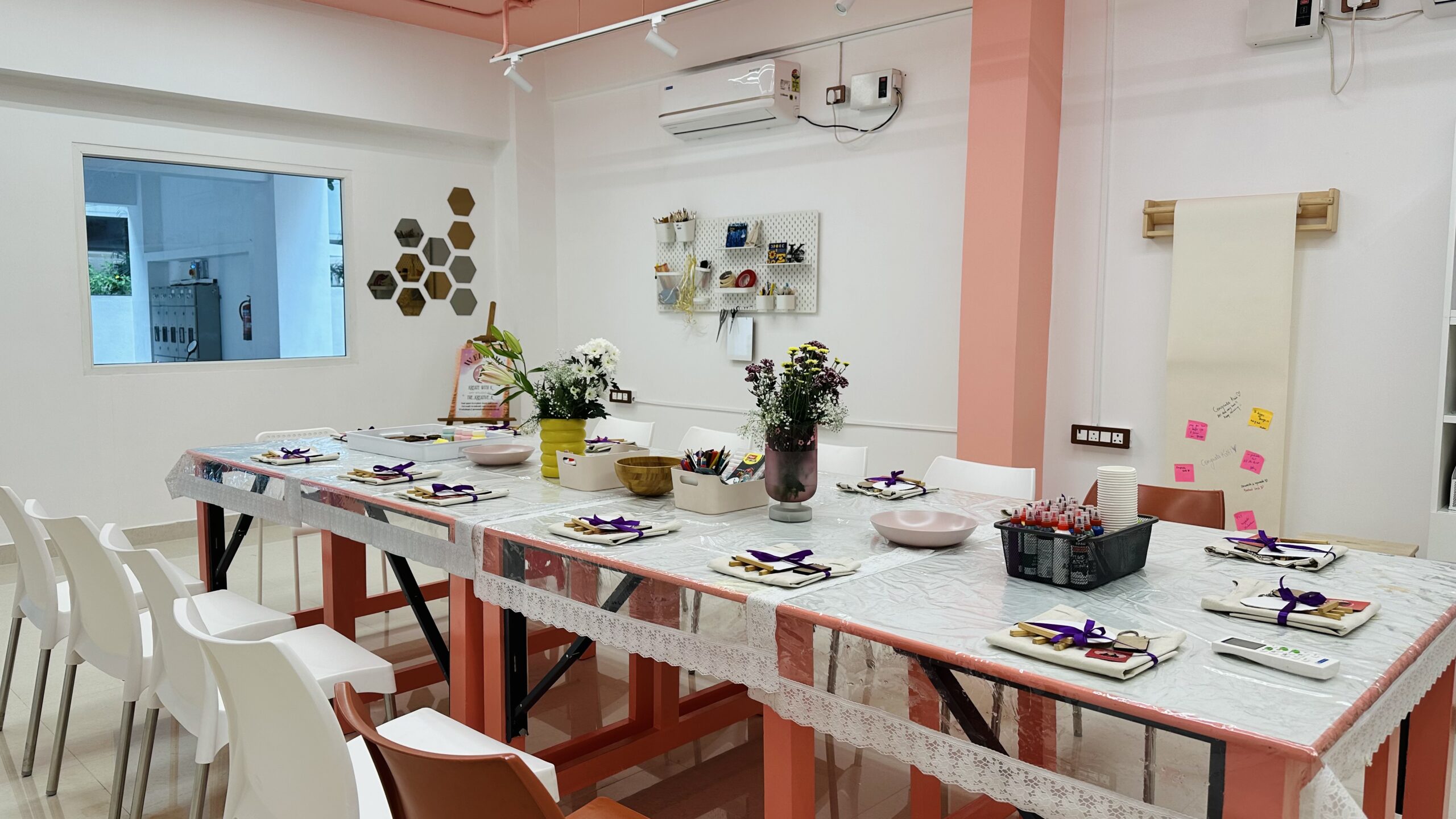 Workshop Space in Anna Nagar Chennai with aesthetic table and chair setup